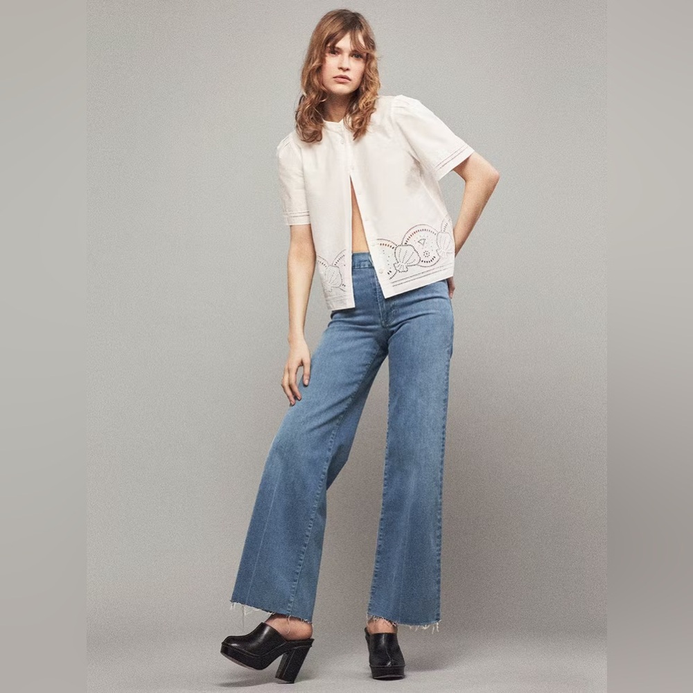 Le Slim Palazzo Raw Fray in Clearwater from FRAME